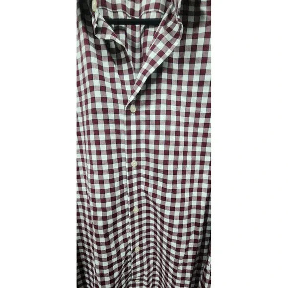 Banana Republic Men's Large Fit Camden Red Plaid Dress Shirt Button Up‎ New - Picture 4 of 11